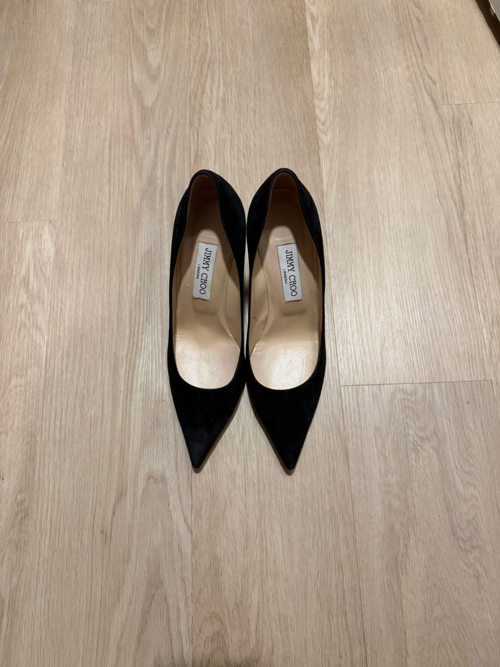 Jimmy Choo Black Suede Pointed Pumps with Stiletto Heel - Picture 2 of 4